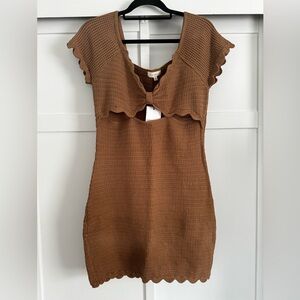 Brown Knitted Mini Dress